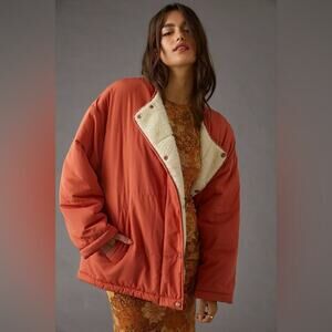 Anthropologie Orange Jacket with Cream Lining